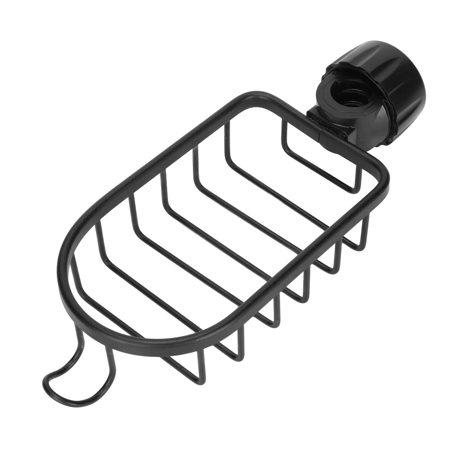 17.8x11x4.3cm Faucet Storage Rack Single Side Drain Rack Adjustable Sink Dishcloth Sponge Drainer Rack for Kitchen Bathroom Black