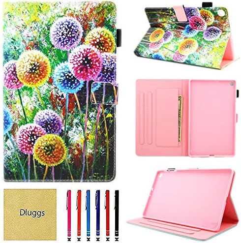 Galaxy Tab A 10.1 2019 Case, T510 Case, Dluggs Protective PU Leather Folio Stand Wallet Pattern Cover for Samsung Galaxy Tab A 10.1 Inch Tablet Model SM-T510 / SM-T515, Dandelion