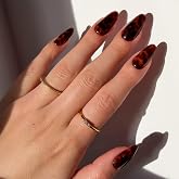 Glamnetic Press On Nails - Medium Oval, Glossy Fake Nails 30 Pc Full Kit | Effortlessly chic press on nails in 15 sizes. Marb