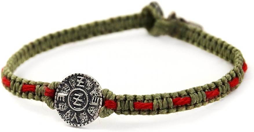 Macrame Spiritual Protection Charm Bracelet For Women with Silver Solomon Seal and Red String
