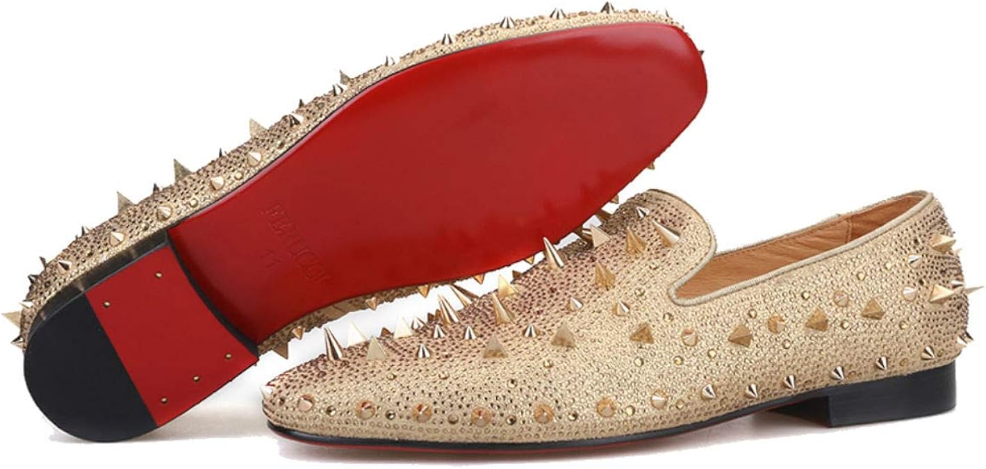 rose gold spiked loafers