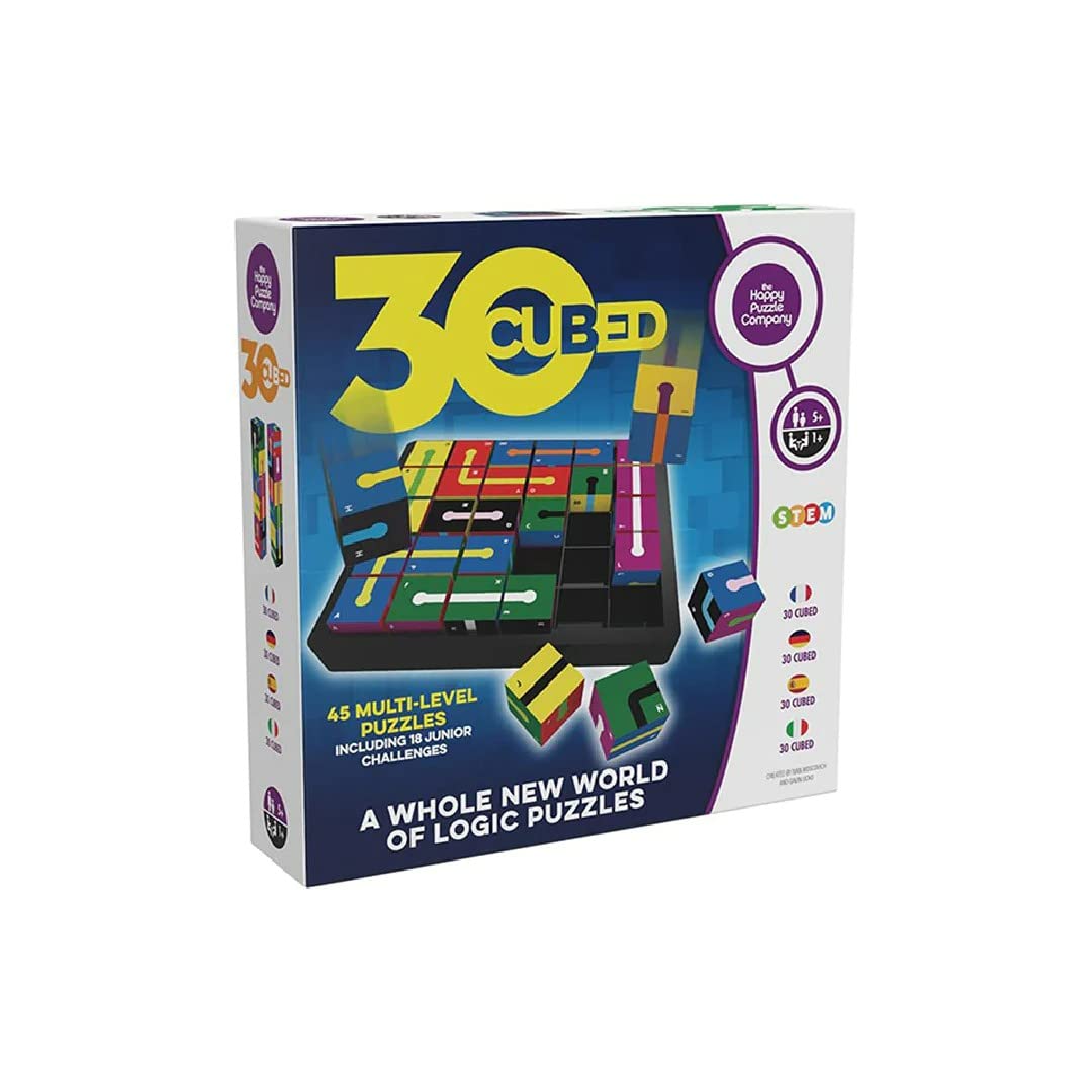 The Happy Puzzle Company 30 Cubed Game - The Next Rubik's Cube? 45 Multi-Level Challenges for a Fun Family Board Game Night - Logic Puzzles STEM Educational Learning Resources - Kids Games Ages 6+