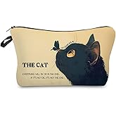 Livel lhood Black Cat Makeup Bag Small Organizer Bag Toiletry Zipper Pouch Cats Always Heal Me Cosmetic Bag Present for Cat Lovers Cat Mom Women Friends