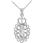 Saint Collection 925 Sterling Silver Our Lady of Guadalupe Miraculous Medal Pendant Necklace