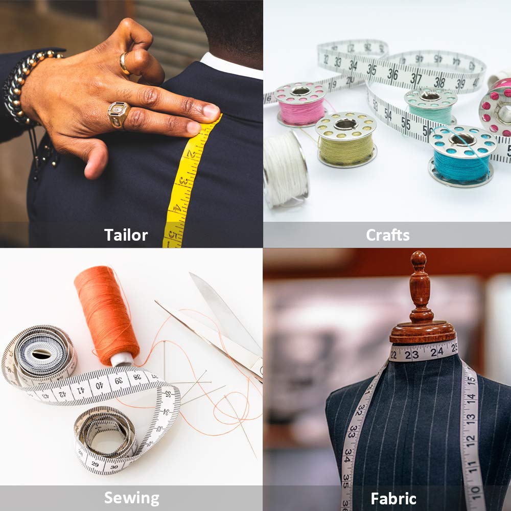 2PCS Measuring Tape for Body,Soft Tape Measure for Body Sewing Fabric Tailor Cloth Craft Measurement，60 Inch/1.5M Retractable Dual Sided Measure Tape Set (Pink)