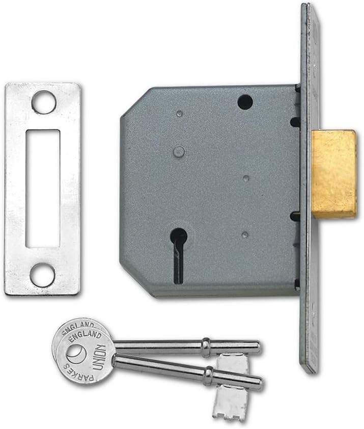 Union Locks 2177 3 Lever Mortice Deadlock 65mm - Satin Chrome (Boxed), Multi - Image 3