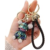 HSYHERE Fashionable Lovely Diamond Bear Keychain Elegant Glossy Mirror Surface Electroplated Bear Key Ring Pendant Keyring