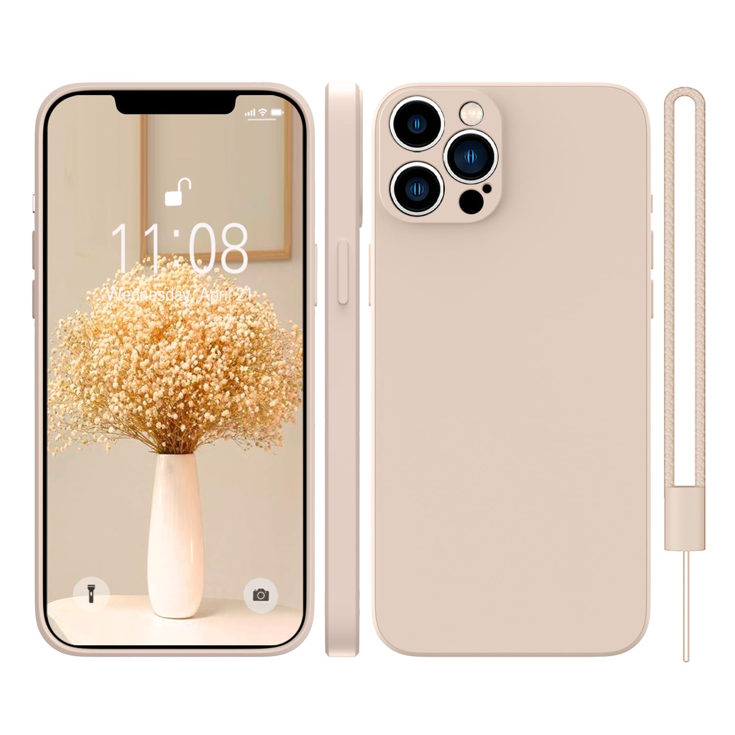 KPPIT for iPhone 13 Pro Max Case Silicone 6.7 inch, Microfiber Lining iPhone for 13 Pro Max Protective Case slim, Rubber Shockproof Case For iPhone 13 Pro Max,Khaki — image 1