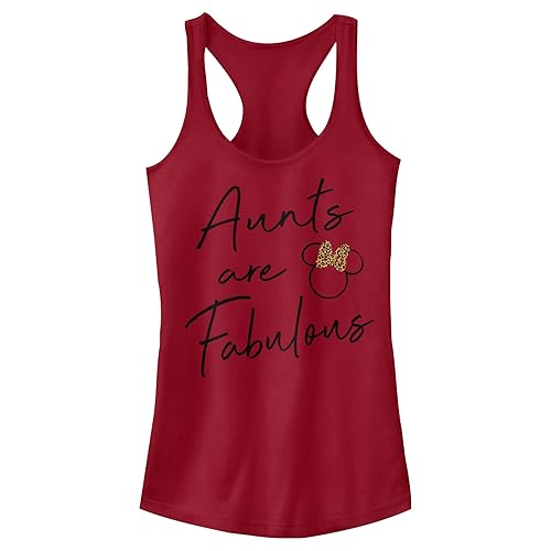 Junior's Mickey & Friends Aunts are Fabulous Racerback Tank Top - Scarlet - 2X Large