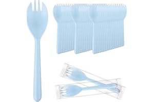 EUSOAR Heavy Duty Disposable Sporks, 50pcs 5.5"x1.2" Plastic Sporks, Disposable Utensils Silverware Set Individually Wrapped 