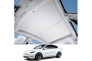 HALOBLK Non-Sag Glass Roof Sunshade with Storage Bag Designed for Model Y, Foldable Sunroof Shade with Heat Insulation Cover for 2021-2024 Model Y (Gray)