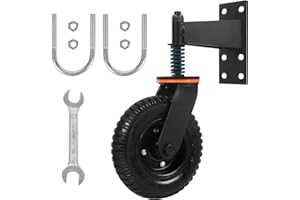 TFONSIGI Gate Wheel 8 inch, Heavy Duty Gate Caster Wheel for Metal Tube Gate Wooden Gate, 360° Rotation Farm Fence Gate Wheel with Spring, 600lbs Capacity, Black