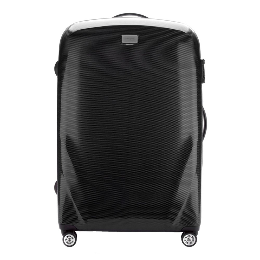 WITTCHEN PC Ultra Light Hard Luggage Travel Suitcase Trolley Suitcase Large Suitcase Polycarbonate Suitcase Four Wheels TSA Combination Lock Aluminum Telescopic Handle Size L Black