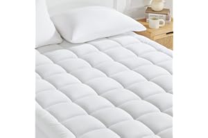 SONIVE Quilted Mattress Pad Soft Fluffy Pillow Top Mattress Cover Down Alternative Fill Topper Streches up to 21 Inches Deep Pocket (White, Twin)