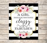 A Girl Should Be Two Things, Classy And Fabulous - Coco Chanel Quote Art Print, Inspirational Art Print, Typography Wall Art, Unframed Print, 8