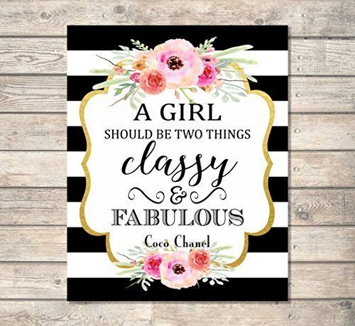 A Girl Should Be Two Things, Classy And Fabulous - Coco Chanel Quote Art Print, Inspirational Art Print, Typography Wall Art, Unframed Print, 8