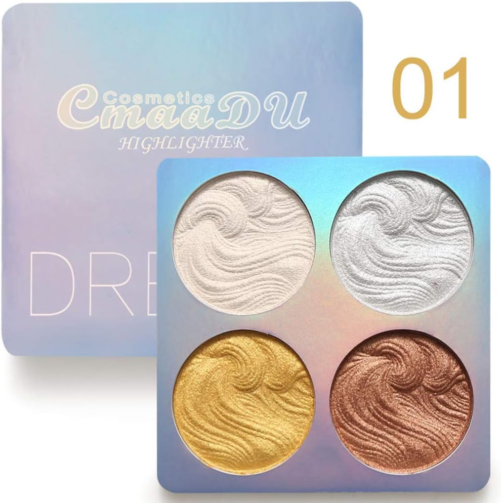 Highlighter Palette，Cmaadu Highlighter Makeup Palette, Glow Bronzer Highlighter Powder Kit (1)