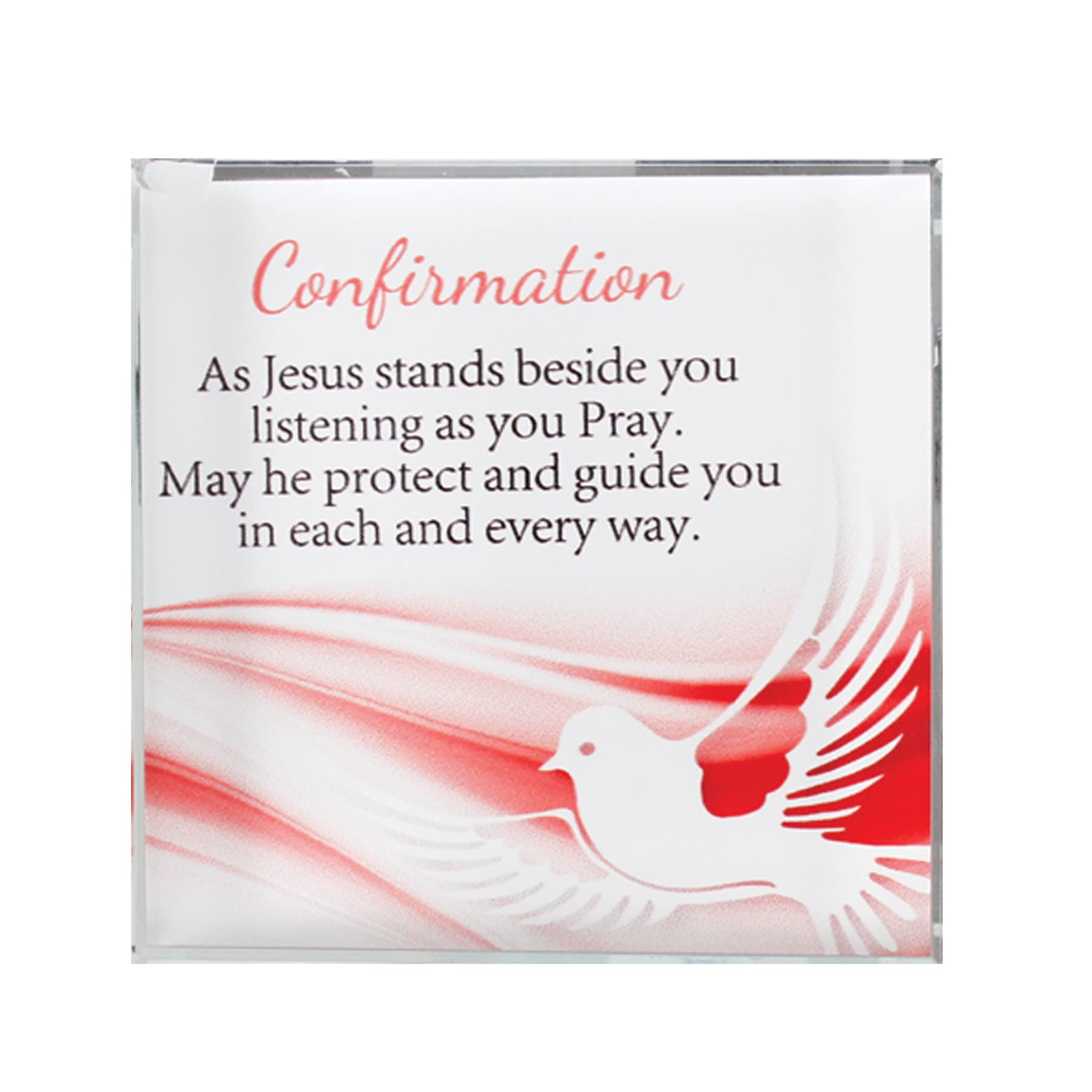 Glass Block Paperweight with Wording - Confirmation