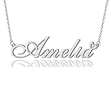 Amelia Heart Name Necklace Silver Stainless Steel