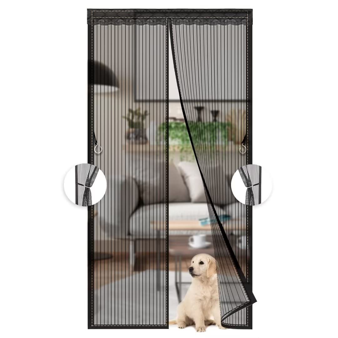 Phantasy Black Magnetic Mosquito Net for Door, Net End Curtain Mosquito Net Door with Totally, Closes Alone for Balcony, Easy Installation, 70x210 CM