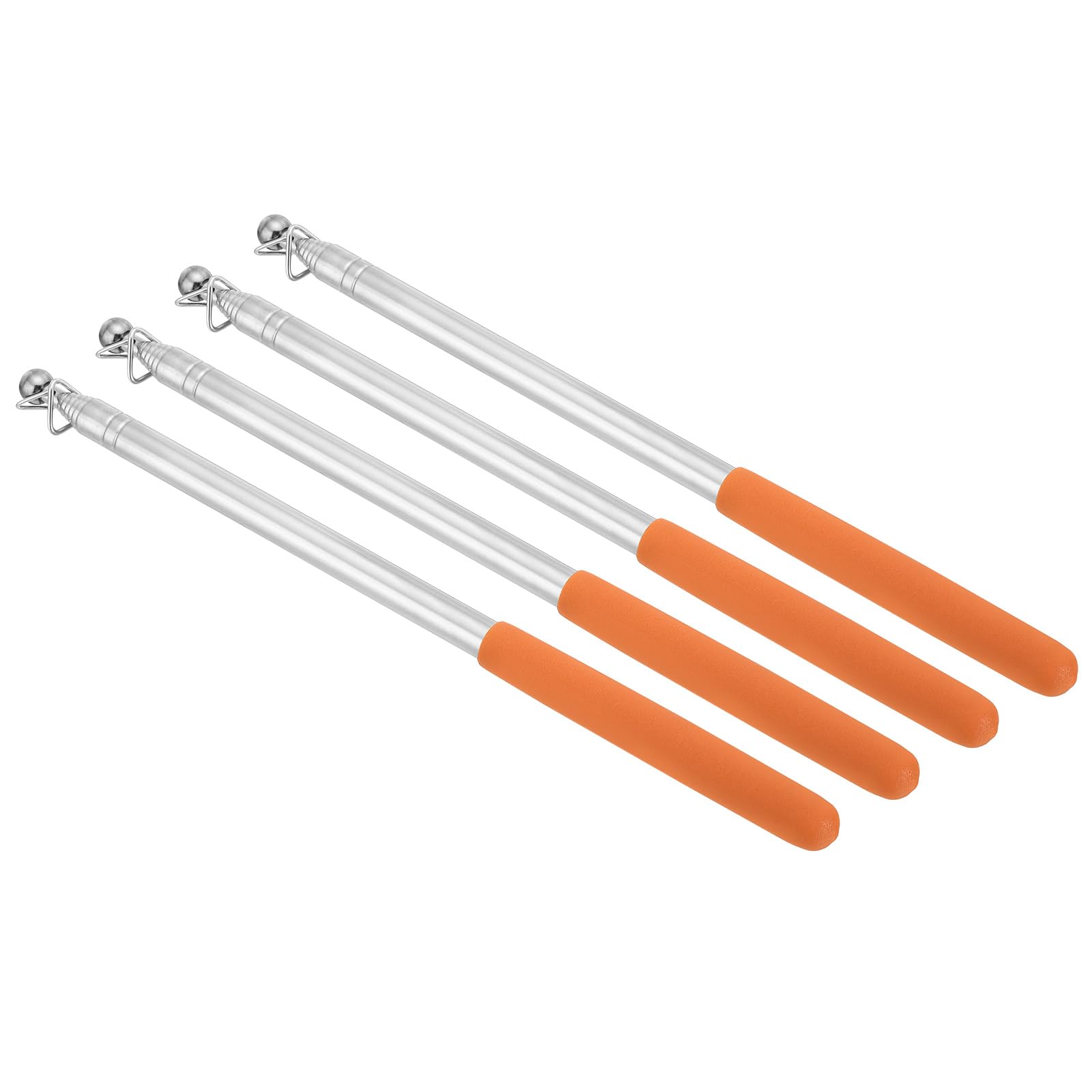 PATIKIL 1.6M/5.2Feet Telescopic Handheld Flagpoles, 4Pcs Retractable Teachers Pointer Stick Banner Flag Pole for Tour Guide Teaching Orange