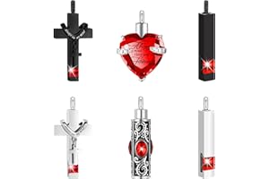 Fumete 6 Pcs Ashes Necklace Urn Jewelry for Human Ashes Memorial - Men & Women Pendant