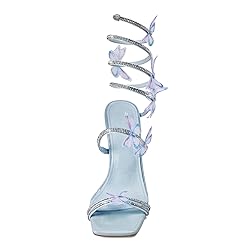 VOZTOLLS Strappy Heels for Women Rhinestone Crystal