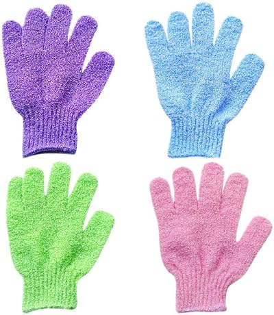 Milisten 4 Pairs Bath Exfoliating Gloves Shower Scrubbing Massage Mitts for Men