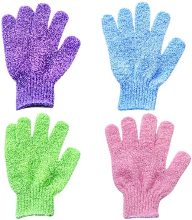 Milisten 4 Pairs Bath Exfoliating Gloves Shower Scrubbing Massage Mitts for Men
