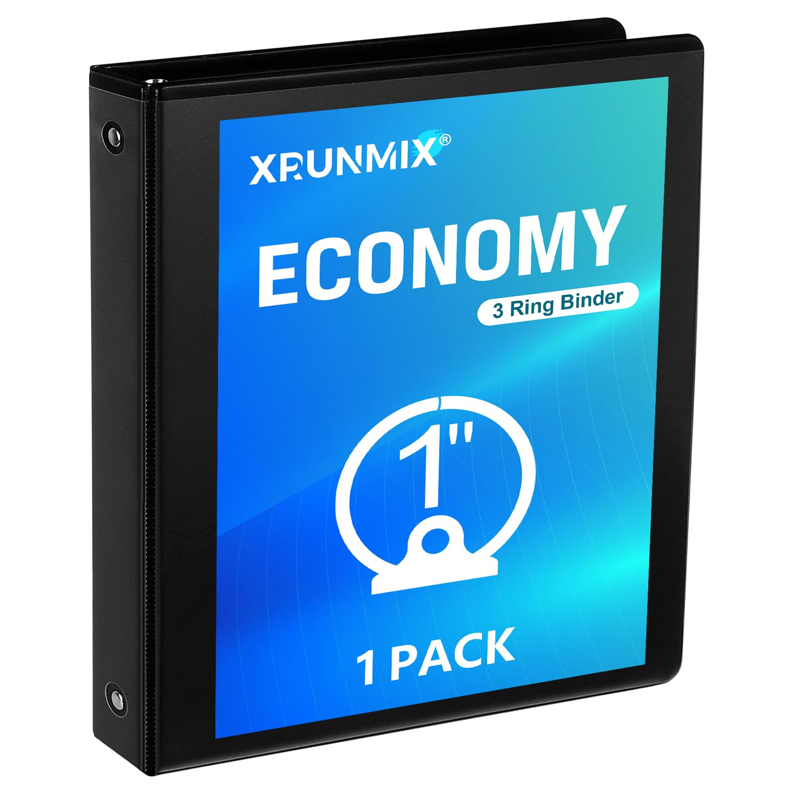 Photo 1 of 1'' Economy 3-Ring Binders, 1-inch Round Rings, Holds 200 Sheets US Letter Size, ClearVue Presentation View, Non-Stick, Black (1)
