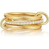 TOSGMY Gold Silver Rings for Women Non Tarnish 18K Gold Plated Stackable Rings Dainty Cubic Zirconia Statement Rings Wedding Band Thumb Ring Mixed Metals Stacking Rings Set Size 6 7 8 9 10 Jewelry Gifts