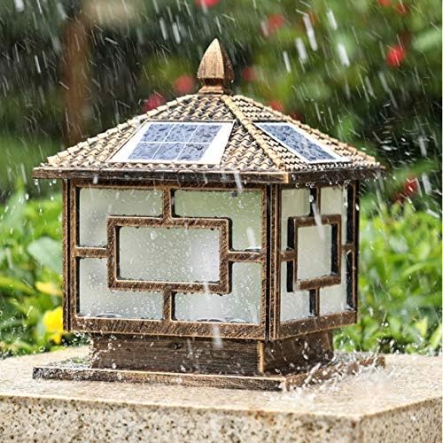 Yxzqウォールランプ 伝統的なソーラーコラムライトチャイニーズスタイルフェンススクエアピラーランプ屋外