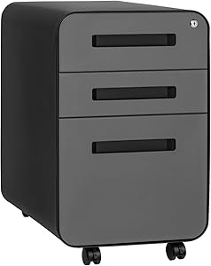 Stockpile 3-Drawer File Cabinet, Commercial-Grade (Black/Grey)