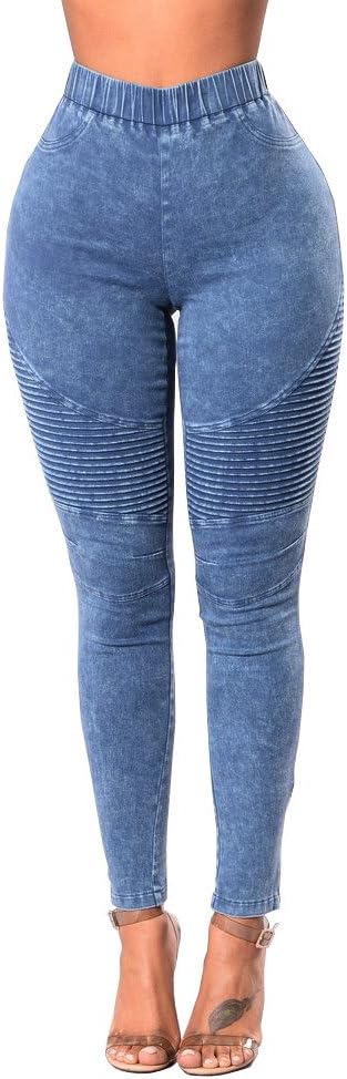 Xudom Womens Skinny Jeans Leggings High Waisted Stretch Denim Butt Lift Pencil Jeggings Blue XS