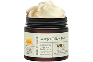 BAISEN DIARY Beef Tallow For Skin, Beef Tallow and Honey Balm Face Moisturizer, Organic Grass Fed Tallow Deeply Nourishing for Face & Body - Whipped Beef Tallow Skin Balm, Moisturizing Skin Care Cream for Dry Skin