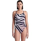 Arena Womens Arena Performance Women's Multi Stripes Lace Back Swimsuit