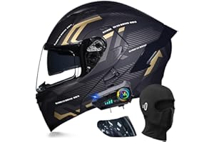 ACLFFSHOP Bluetooth Modular Motorcycle Helmets, DOT Approved Flip Up Full Face Motorcycle Dual Visor Helmet, with Dual Speakers and Microphone, for Adults Men and Women M~XXL