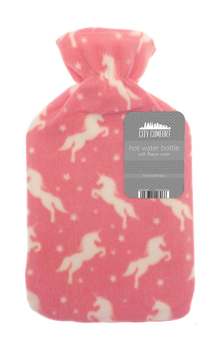 Luxurious Cosy Faux Fur Cover Hot Water Bottles with Pom Poms 2 Litre Size Mink