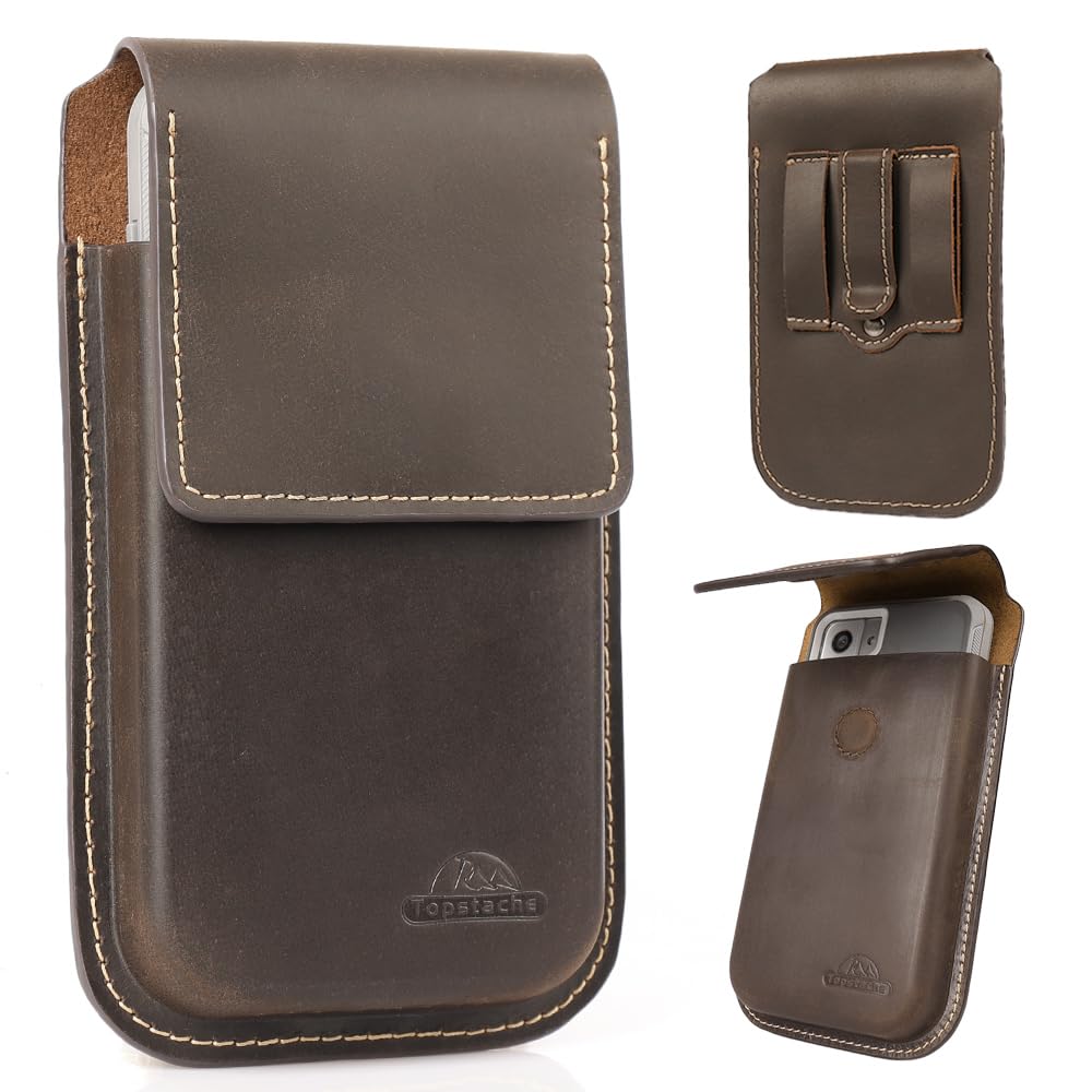 Topstache Leather Phone Holster with Belt Clip,Flip Cell Phone