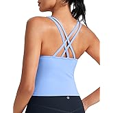 HeyNuts Longline Zeal Bras Medium Impact Wirefree Sports Bras Workout Crop Tank Tops with Removable Pads, A-D Cups