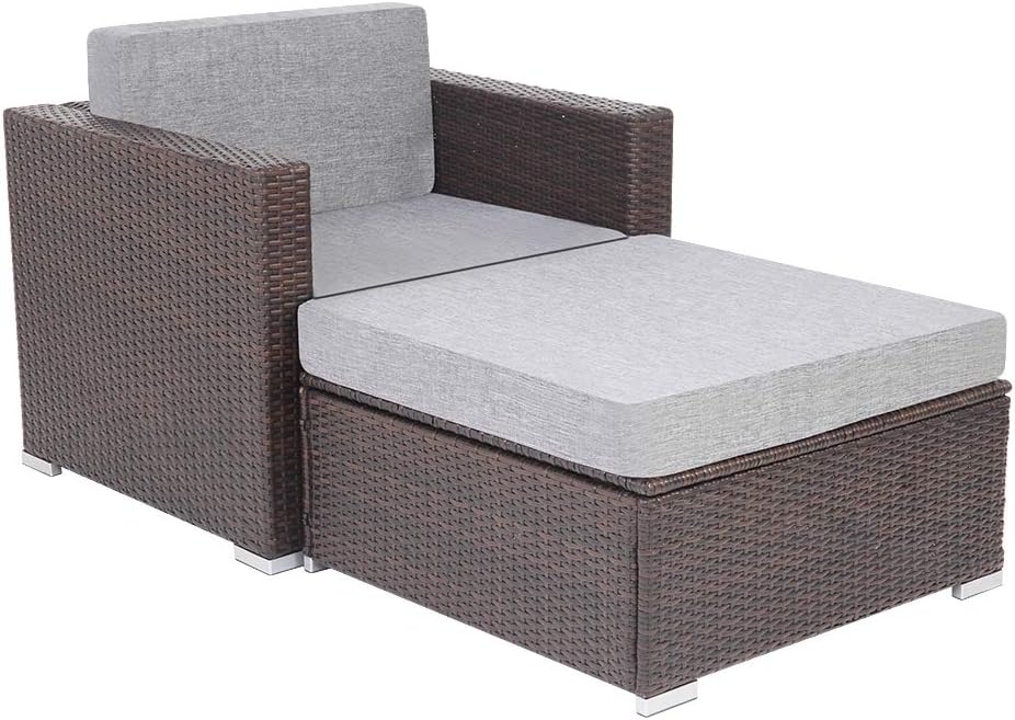 Amazon Com Alger Max 2 Pcs Outdoor Furniture Sectional Sofa Set Large Wicker Patio Furniture Conversation Set Rattan Couch With Waterproof Cushions Backyard Porch Garden Poolside Balcony Furniture Garden Outdoor