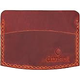 Handmade Minimalist 100% Genuine Leather Card Holder – Premium Slim Handmade Card Holder for Everyone No Machine Artisan Craft Durable Everyday Carry Cardholder Gift For Everyone. (Brick Color)