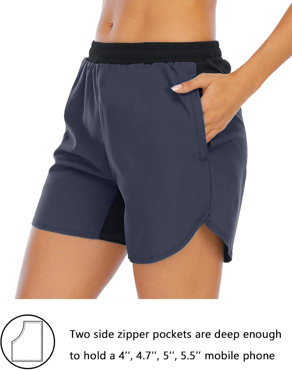 XIEERDUO Women's 5'' Workout Running Shorts with Mesh Liner Zipper Pockets Gym Training Quick Dry: Clothing