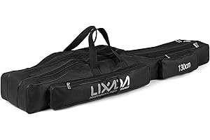 Lixada Fishing Rod Case Three Layers Fishing Bag Oxford Folding Fishing Rod Reel Tackle Tool Carry Case 130cm/150cm