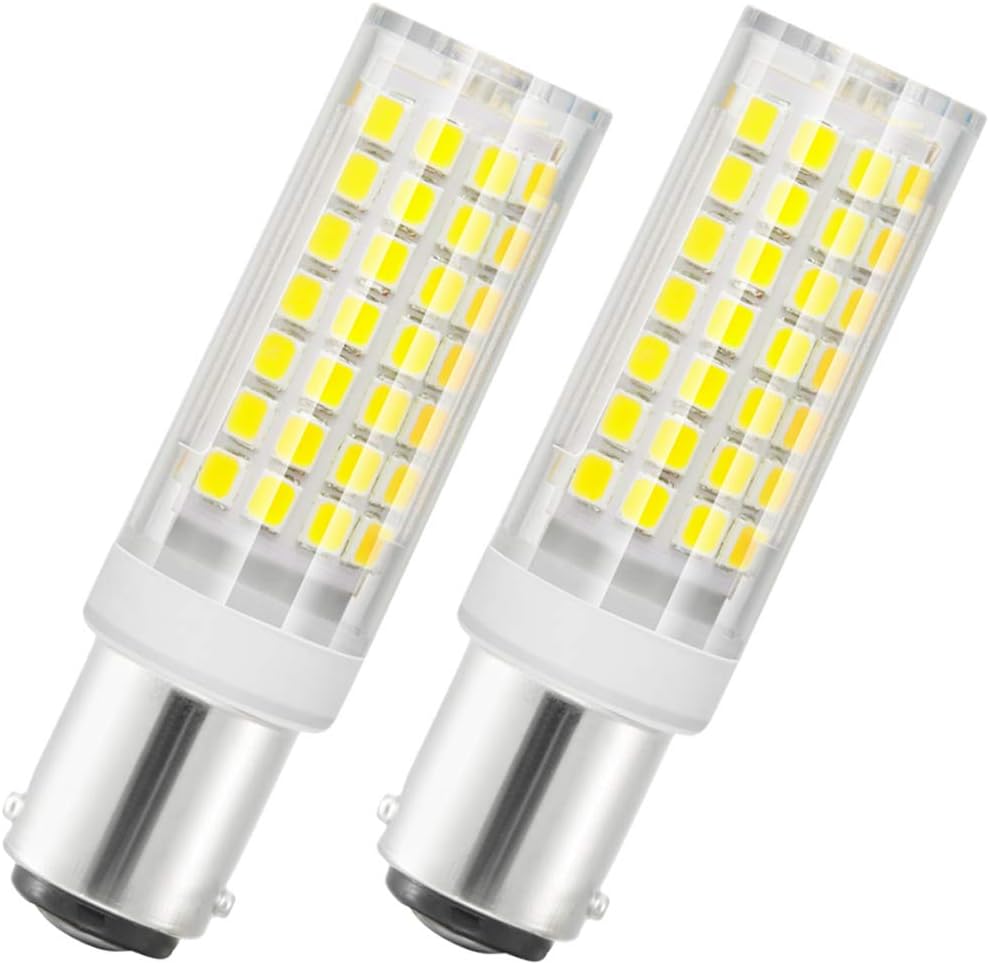 B15d LED Bulb AC95-245V Ba15d 6W LED Light Bulb 650 Lumens Daylight White 6000K 75W Halogen Lamp Equivalent Double Connect Bayonet Ba15d LED Corn Light for Sewing Machine/Appliance Lamps(Pack of 2) [Energy Class A+]