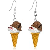 JIMARIN Bohemian Acrylic Simulation Ice Cream Lightweight Dangle Drop Earrings Cute Creative Colorful Food Hook Earrings For Women Jewelry Gifts