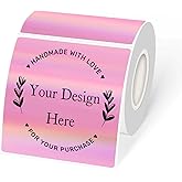 Holographic Square Thermal Labels Stickers 3" x 3", Direct Square Thermal Stickers Labels, Glitter Self-Adhesive Thermals Label for Small Business- Holographic Pink