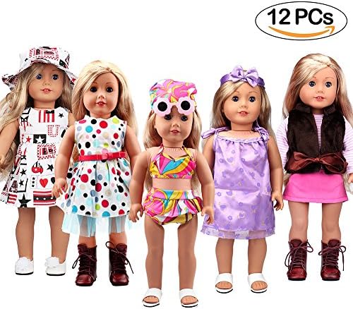 18 Inch Doll Clothes Wardrobe 5 Set Outfits Dress Accessories Set Clothes for American Girl Doll by ANNTOY