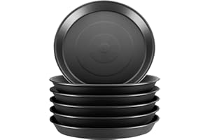 GROWNEER 6 Packs 8 Inches Plant Saucer Plant Drip Trays, Plastic Plant Trays for Pots, Heavy Duty Pot Drip Trays for Indoors Outdoor Flower Planters, Black