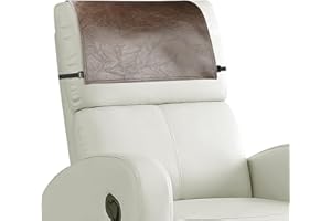 NZDWZDN Headrest Cover for Recliner Chair Recliner Headrest Protector Faux Leather Headrest Cover with Elastic Straps Couch Headrest Covers for Furniture Sofa Protector Office Chair 17 x 27In(Brown)